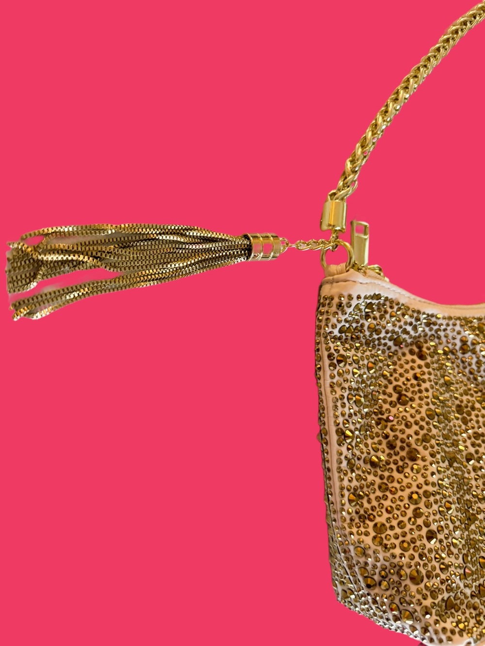 Like New Madison West Gold Studded Evening bag with a gold chain and gold studs - Picture 3 of 14